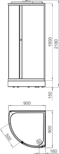 Изображение товара Душевая кабина Domani-Spa Simple 99 90x90 / DS01Sm99LBT00.Gt-V1.2-Black