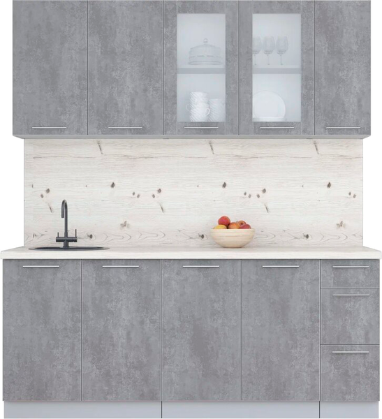 Изображение товара Кухонный гарнитур Интерлиния Мила Пластик 1.9 Б (оксид темный/оксид темный/бискайская сосна)