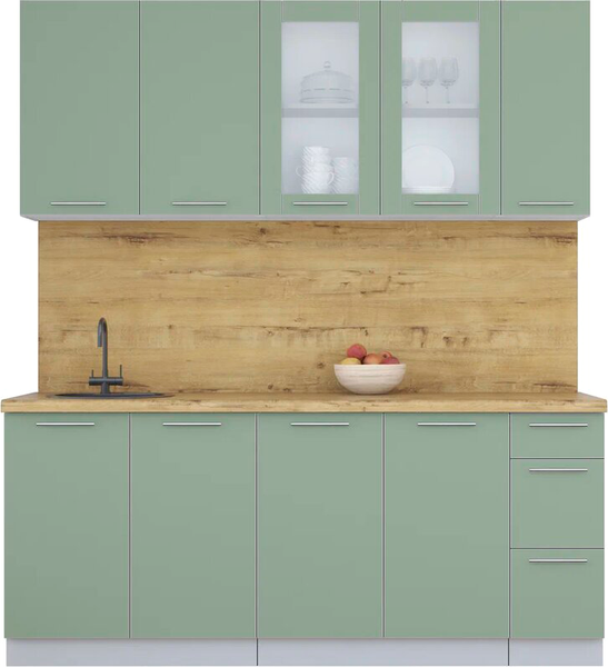 Изображение товара Кухонный гарнитур Интерлиния Мила Пластик 1.9 Б (полынь/полынь/дуб бунратти)