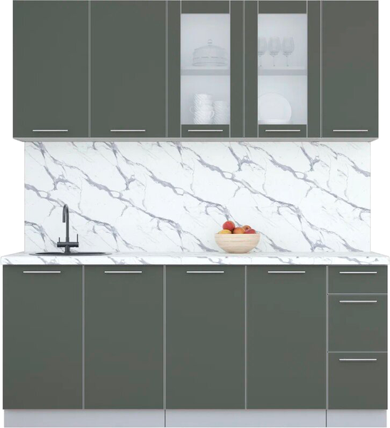 Изображение товара Кухонный гарнитур Интерлиния Мила Пластик 1.9 Б (шторм/шторм/белый гранит)