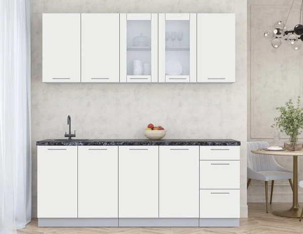 Изображение товара Кухонный гарнитур Интерлиния Мила Пластик 2.0 Б (зефирный/зефирный/кастилло темный)