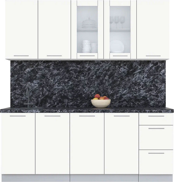 Изображение товара Кухонный гарнитур Интерлиния Мила Пластик 2.0 Б (зефирный/зефирный/кастилло темный)