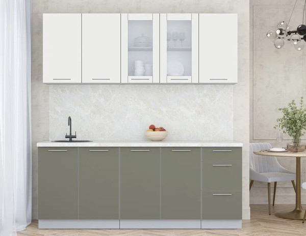 Изображение товара Кухонный гарнитур Интерлиния Мила Пластик 2.0 Б (зефирный/кварцевый/опал светлый)