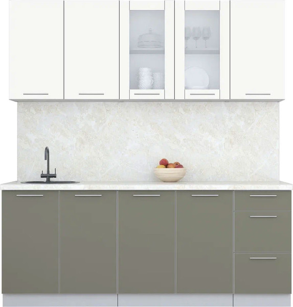 Изображение товара Кухонный гарнитур Интерлиния Мила Пластик 2.0 Б (зефирный/кварцевый/опал светлый)