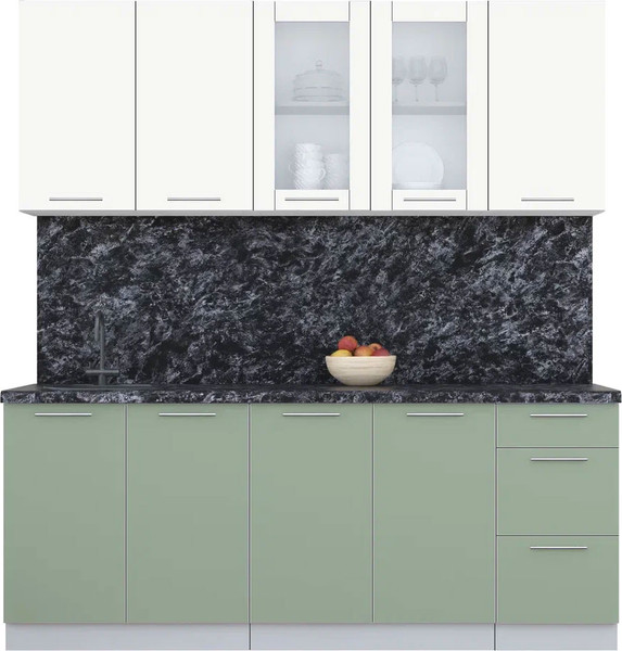 Изображение товара Кухонный гарнитур Интерлиния Мила Пластик 2.0 Б (зефирный/полынь/кастилло темный)