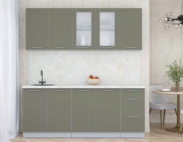 Изображение товара Кухонный гарнитур Интерлиния Мила Пластик 2.0 Б (кварцевый/кварцевый/опал светлый)