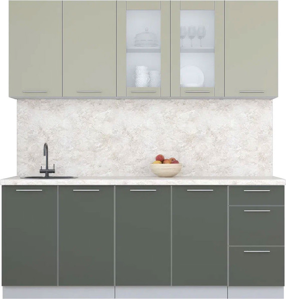 Изображение товара Кухонный гарнитур Интерлиния Мила Пластик 2.0 Б (латте/шторм/опал светлый)