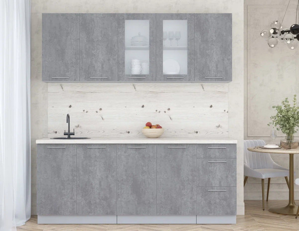 Изображение товара Кухонный гарнитур Интерлиния Мила Пластик 2.0 Б (оксид темный/оксид темный/бискайская сосна)