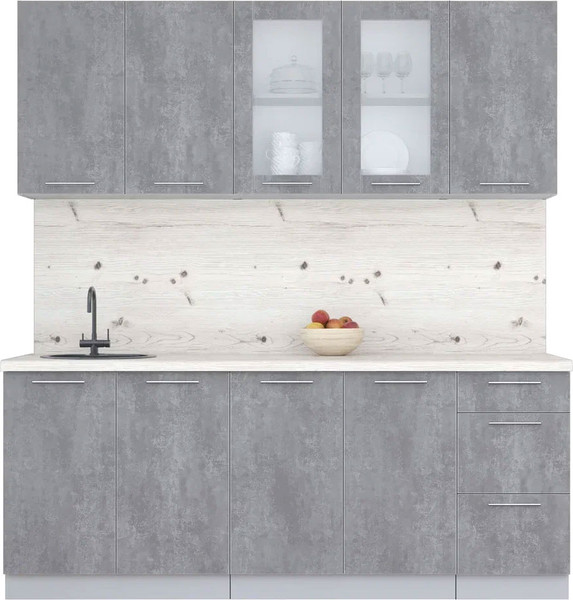 Изображение товара Кухонный гарнитур Интерлиния Мила Пластик 2.0 Б (оксид темный/оксид темный/бискайская сосна)