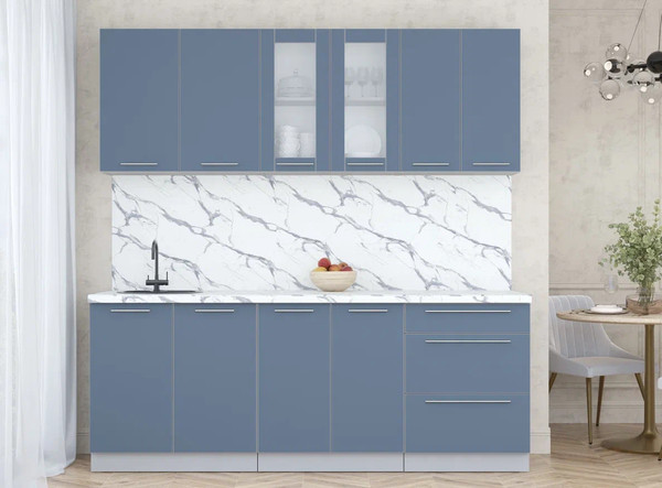 Изображение товара Кухонный гарнитур Интерлиния Мила Пластик 2.1 Б (арктический/арктический/белый гранит)