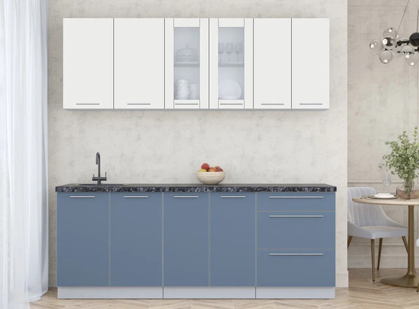 Изображение товара Кухонный гарнитур Интерлиния Мила Пластик 2.1 Б (зефирный/арктический/кастилло темный)