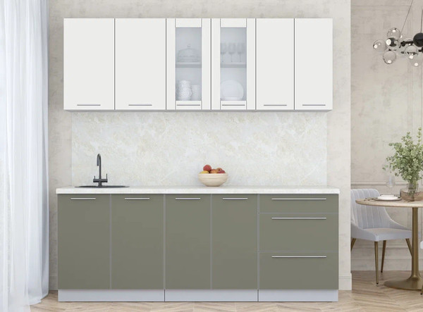 Изображение товара Кухонный гарнитур Интерлиния Мила Пластик 2.1 Б (зефирный/кварцевый/опал светлый)