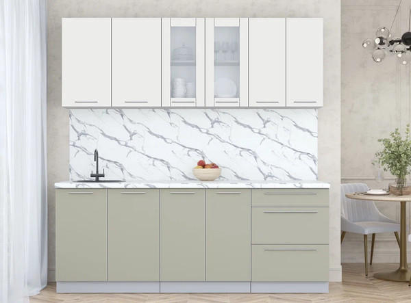 Изображение товара Кухонный гарнитур Интерлиния Мила Пластик 2.1 Б (зефирный/латте/белый гранит)