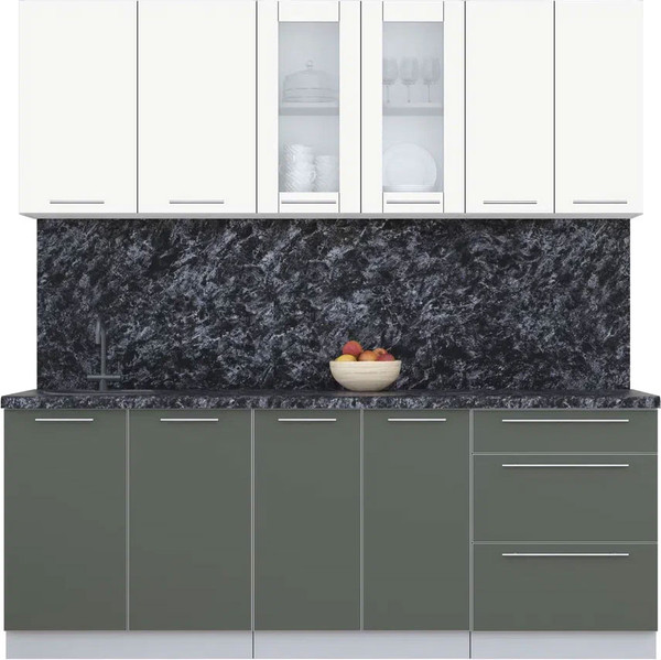 Изображение товара Кухонный гарнитур Интерлиния Мила Пластик 2.1 Б (зефирный/шторм/кастилло темный)