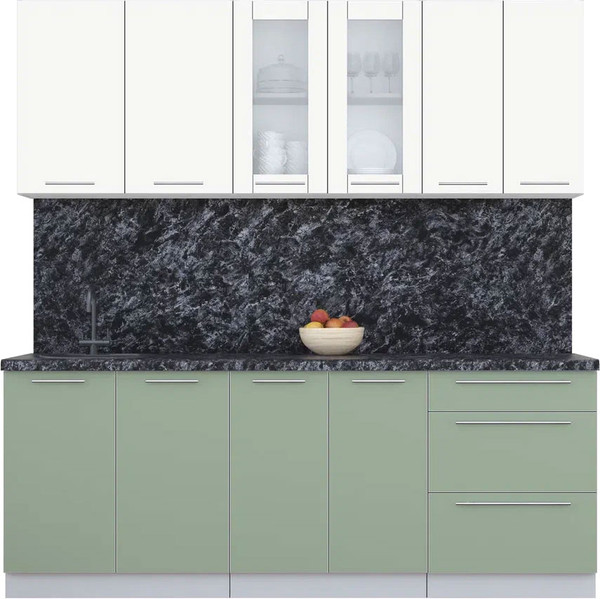 Изображение товара Кухонный гарнитур Интерлиния Мила Пластик 2.1 Б (зефирный/полынь/кастилло темный)