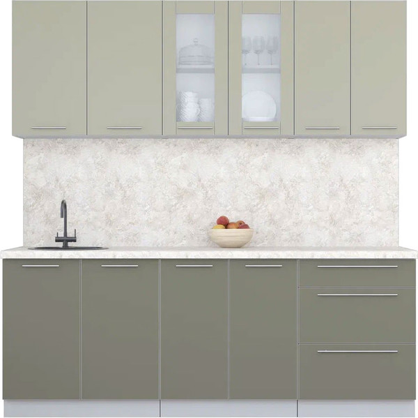 Изображение товара Кухонный гарнитур Интерлиния Мила Пластик 2.1 Б (латте/кварцевый/опал светлый)