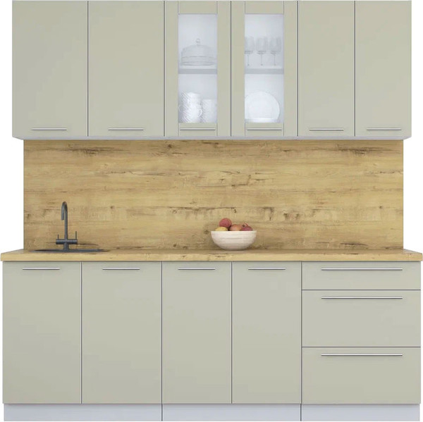 Изображение товара Кухонный гарнитур Интерлиния Мила Пластик 2.1 Б (латте/латте/дуб бунратти)