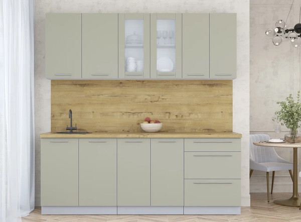 Изображение товара Кухонный гарнитур Интерлиния Мила Пластик 2.1 Б (латте/латте/дуб бунратти)