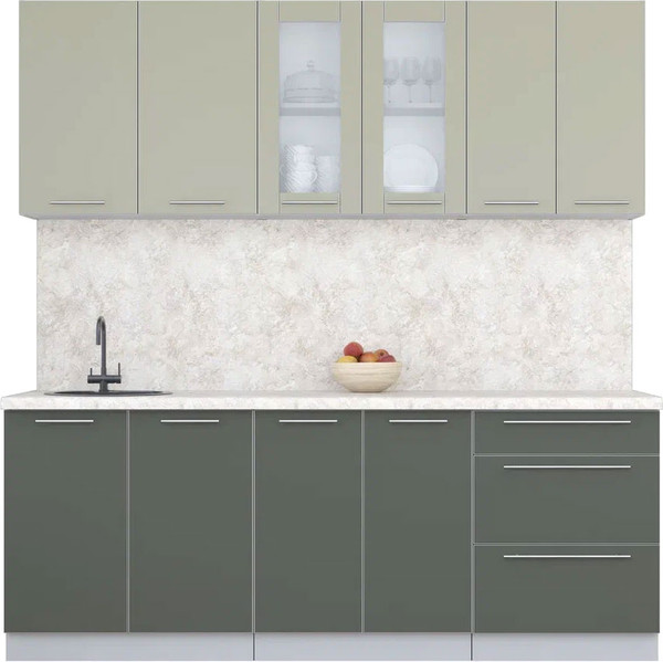 Изображение товара Кухонный гарнитур Интерлиния Мила Пластик 2.1 Б (латте/шторм/опал светлый)