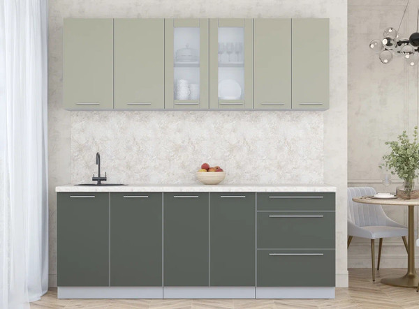 Изображение товара Кухонный гарнитур Интерлиния Мила Пластик 2.1 Б (латте/шторм/опал светлый)