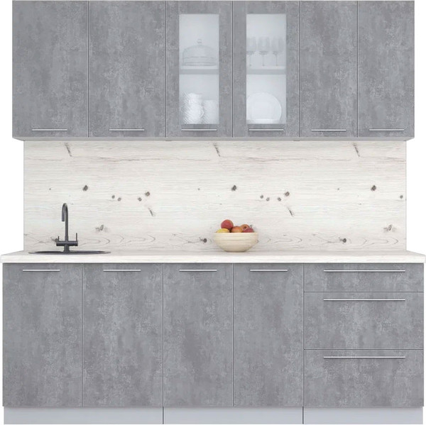 Изображение товара Кухонный гарнитур Интерлиния Мила Пластик 2.1 Б (оксид темный/оксид темный/бискайская сосна)