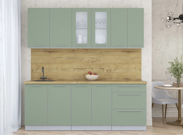 Изображение товара Кухонный гарнитур Интерлиния Мила Пластик 2.1 Б (полынь/полынь/дуб бунратти)