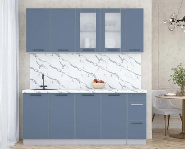 Изображение товара Кухонный гарнитур Интерлиния Мила Пластик 1.9 Б (арктический/арктический/белый гранит)