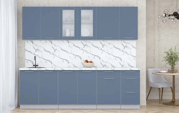 Изображение товара Кухонный гарнитур Интерлиния Мила Пластик 2.5 Б (арктический/арктический/белый гранит)