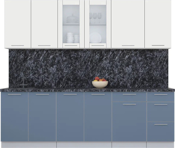 Изображение товара Кухонный гарнитур Интерлиния Мила Пластик 2.5 Б (зефирный/арктический/кастилло темный)