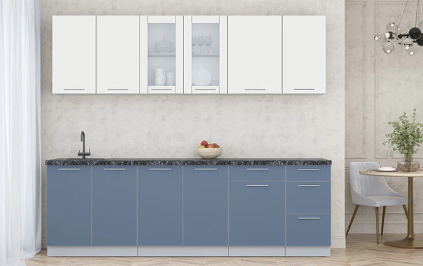 Изображение товара Кухонный гарнитур Интерлиния Мила Пластик 2.5 Б (зефирный/арктический/кастилло темный)