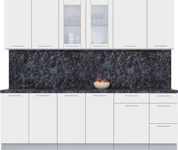 Изображение товара Кухонный гарнитур Интерлиния Мила Пластик 2.5 Б (зефирный/зефирный/кастилло темный)