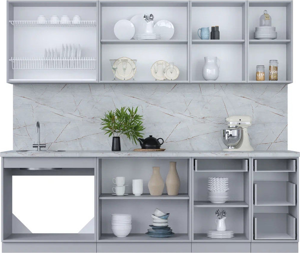 Изображение товара Кухонный гарнитур Интерлиния Мила Пластик 2.5 Б (зефирный/зефирный/кастилло темный)