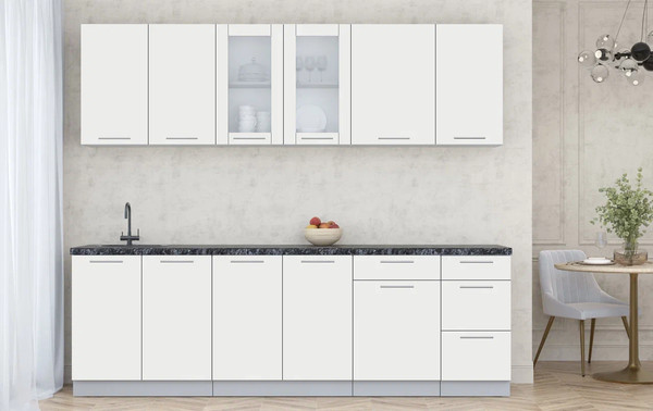 Изображение товара Кухонный гарнитур Интерлиния Мила Пластик 2.5 Б (зефирный/зефирный/кастилло темный)