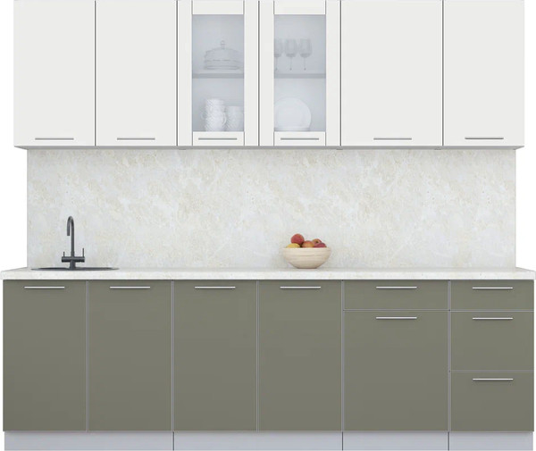 Изображение товара Кухонный гарнитур Интерлиния Мила Пластик 2.5 Б (зефирный/кварцевый/опал светлый)