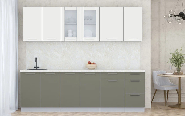 Изображение товара Кухонный гарнитур Интерлиния Мила Пластик 2.5 Б (зефирный/кварцевый/опал светлый)