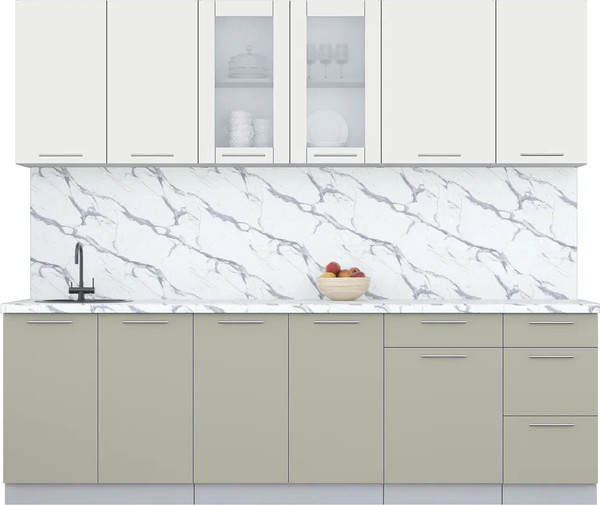 Изображение товара Кухонный гарнитур Интерлиния Мила Пластик 2.5 Б (зефирный/латте/белый гранит)