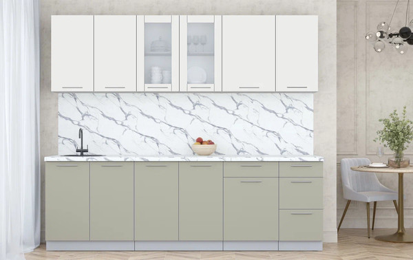 Изображение товара Кухонный гарнитур Интерлиния Мила Пластик 2.5 Б (зефирный/латте/белый гранит)