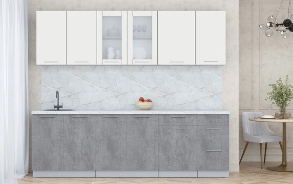 Изображение товара Кухонный гарнитур Интерлиния Мила Пластик 2.5 Б (зефирный/оксид темный/серый каспий)