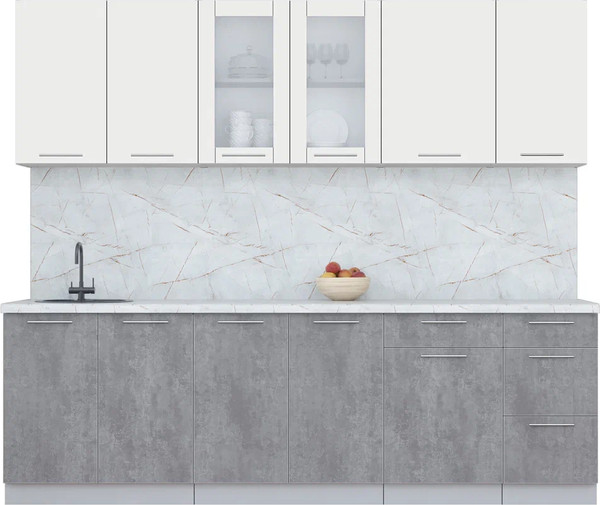 Изображение товара Кухонный гарнитур Интерлиния Мила Пластик 2.5 Б (зефирный/оксид темный/серый каспий)