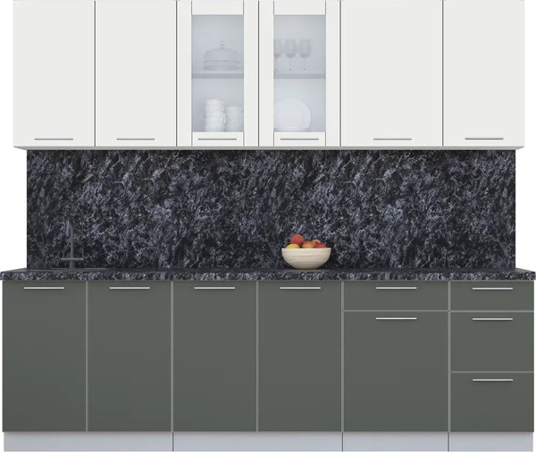 Изображение товара Кухонный гарнитур Интерлиния Мила Пластик 2.5 Б (зефирный/шторм/кастилло темный)