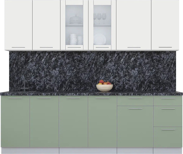 Изображение товара Кухонный гарнитур Интерлиния Мила Пластик 2.5 Б (зефирный/полынь/кастилло темный)