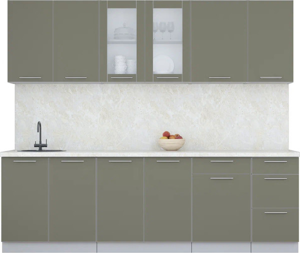 Изображение товара Кухонный гарнитур Интерлиния Мила Пластик 2.5 Б (кварцевый/кварцевый/опал светлый)