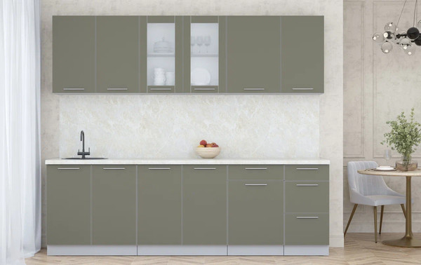 Изображение товара Кухонный гарнитур Интерлиния Мила Пластик 2.5 Б (кварцевый/кварцевый/опал светлый)