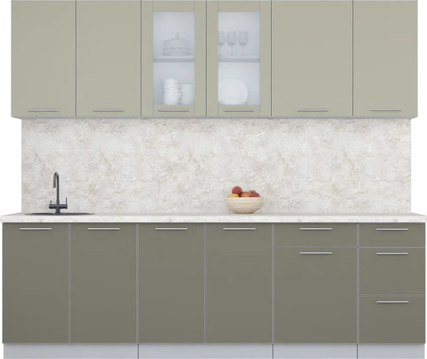 Изображение товара Кухонный гарнитур Интерлиния Мила Пластик 2.5 Б (латте/кварцевый/опал светлый)