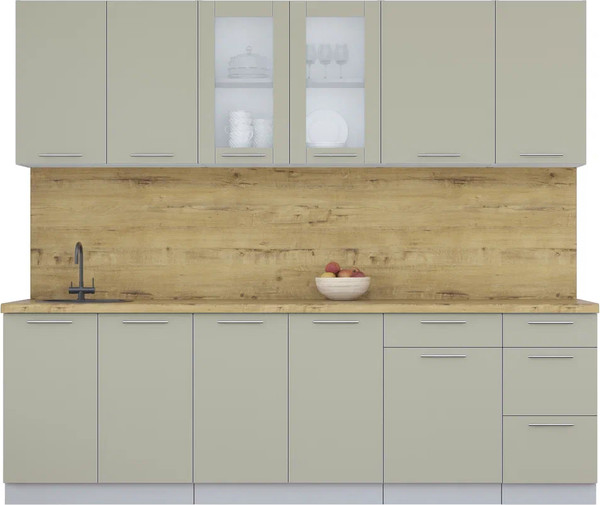 Изображение товара Кухонный гарнитур Интерлиния Мила Пластик 2.5 Б (латте/латте/дуб бунратти)