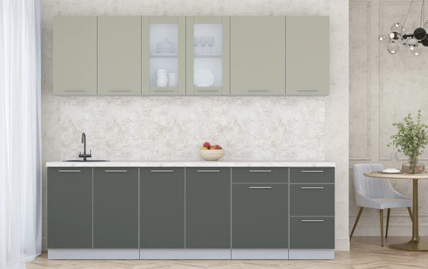 Изображение товара Кухонный гарнитур Интерлиния Мила Пластик 2.5 Б (латте/шторм/опал светлый)