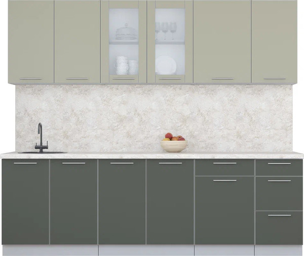 Изображение товара Кухонный гарнитур Интерлиния Мила Пластик 2.5 Б (латте/шторм/опал светлый)