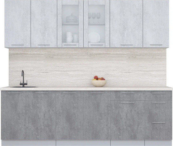 Изображение товара Кухонный гарнитур Интерлиния Мила Пластик 2.5 Б (оксид светлый/оксид темный/травертин серый)