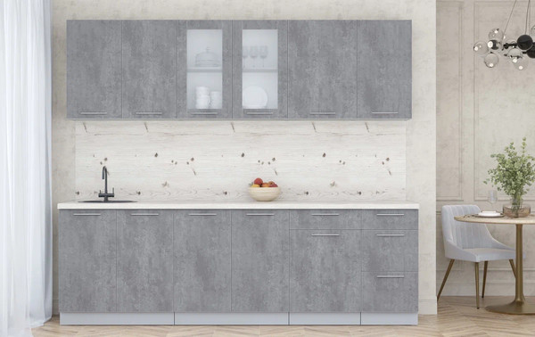 Изображение товара Кухонный гарнитур Интерлиния Мила Пластик 2.5 Б (оксид темный/оксид темный/бискайская сосна)