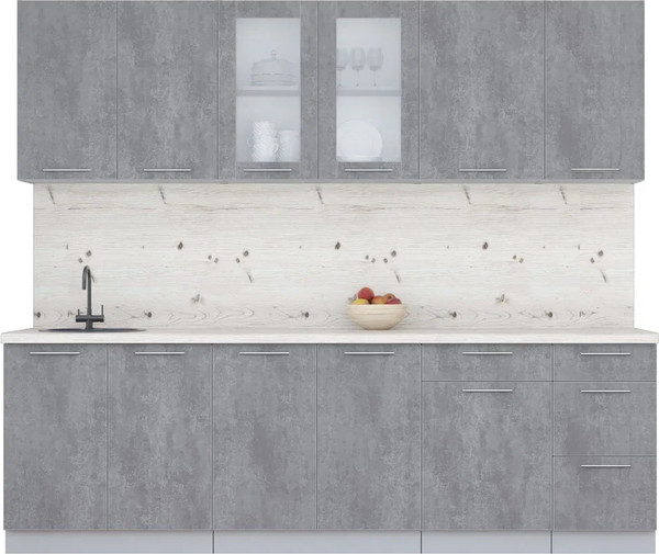 Изображение товара Кухонный гарнитур Интерлиния Мила Пластик 2.5 Б (оксид темный/оксид темный/бискайская сосна)